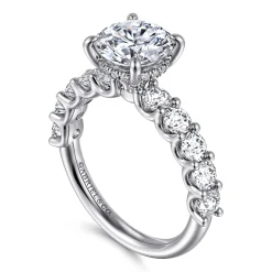 Discount Gabriel & Co. Florah - 14K White Gold Round Diamond Engagement Ring