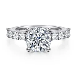 Clearance Gabriel & Co. Florah - 14K White Gold Round Diamond Engagement Ring