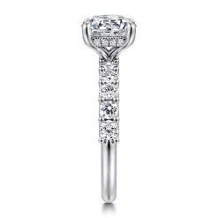 Clearance Gabriel & Co. Florah - 14K White Gold Round Diamond Engagement Ring