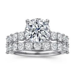 Clearance Gabriel & Co. Florah - 14K White Gold Round Diamond Engagement Ring