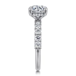 New Gabriel & Co. Florah - 14K White Gold Round Diamond Engagement Ring