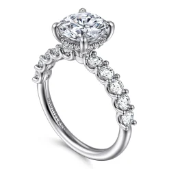 New Gabriel & Co. Florah - 14K White Gold Round Diamond Engagement Ring