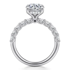 New Gabriel & Co. Florah - 14K White Gold Round Diamond Engagement Ring