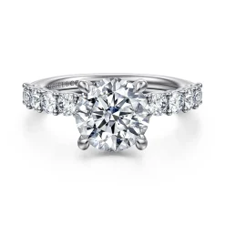 Discount Gabriel & Co. Florah - 14K White Gold Round Diamond Engagement Ring