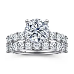 Discount Gabriel & Co. Florah - 14K White Gold Round Diamond Engagement Ring