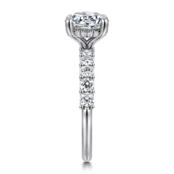 Discount Gabriel & Co. Florah - 14K White Gold Round Diamond Engagement Ring