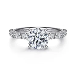 Outlet Gabriel & Co. Florah - 14K White Gold Round Hidden Halo Diamond Engagement Ring