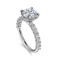Outlet Gabriel & Co. Florah - 14K White Gold Round Hidden Halo Diamond Engagement Ring