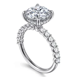 Clearance Gabriel & Co. Florah - 14K White Gold Round Hidden Halo Diamond Engagement Ring
