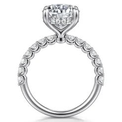 Clearance Gabriel & Co. Florah - 14K White Gold Round Hidden Halo Diamond Engagement Ring