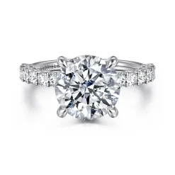 Clearance Gabriel & Co. Florah - 14K White Gold Round Hidden Halo Diamond Engagement Ring