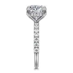 Clearance Gabriel & Co. Florah - 14K White Gold Round Hidden Halo Diamond Engagement Ring