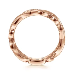Gabriel & Co. Flora - 14K Rose Gold Scrolling Floral Diamond Stackable Ring