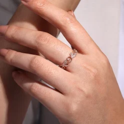 Gabriel & Co. Flora - 14K Rose Gold Scrolling Floral Diamond Stackable Ring