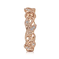 Gabriel & Co. Flora - 14K Rose Gold Scrolling Floral Diamond Stackable Ring