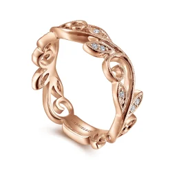 Gabriel & Co. Flora - 14K Rose Gold Scrolling Floral Diamond Stackable Ring