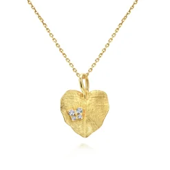 Discount Gabriel & Co. Floral - 18 inch 14K Yellow Gold Diamond Leaf Pendant Necklace