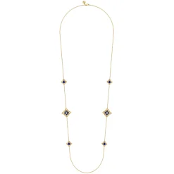 Outlet Gabriel & Co. Floral - 32 Inch 18K Yellow Gold Floral Station Necklace with Chrome Blue Enamel