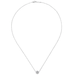 Best Gabriel & Co. Floral - 18 inch 925 Sterling Silver Round Floral White Sapphire Pendant Necklace