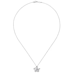 Clearance Gabriel & Co. Floral - 18 inch 925 Sterling Silver White Sapphire Flower Pendant Necklace