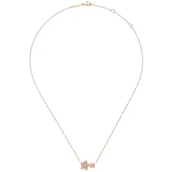 Gabriel & Co. Floral - 14K Rose Gold Double Pave Diamond Flower Necklace