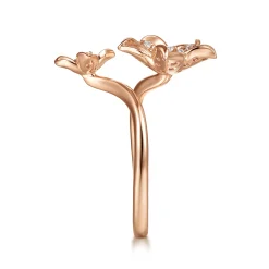 Best Gabriel & Co. Floral - 14K Rose Gold Floral Bypass Diamond Ring