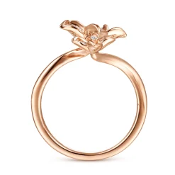 Best Gabriel & Co. Floral - 14K Rose Gold Floral Bypass Diamond Ring