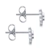 Discount Gabriel & Co. Floral - 14K White Gold Bezel Set Round Diamond Flower Stud Earrings