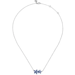 Hot Gabriel & Co. Floral - 14K White Gold Diamond and Marquise Sapphire Floral Pendant Necklace