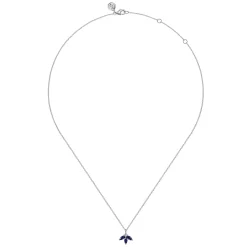 Online Gabriel & Co. Floral - 14K White Gold Diamond and Sapphire Pendant Necklace