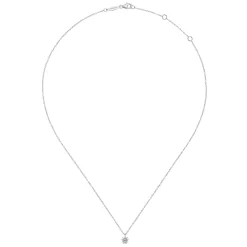 New Gabriel & Co. Floral - 14K White Gold Diamond Flower Pendant Necklace
