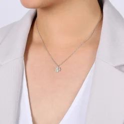Discount Gabriel & Co. Floral - 14K White Gold Diamond Flower Pendant Necklace