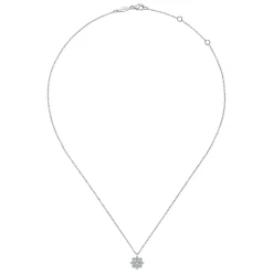 Discount Gabriel & Co. Floral - 14K White Gold Diamond Flower Pendant Necklace