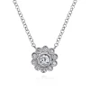 Sale Gabriel & Co. Floral - 14K White Gold Diamond Flower Pendant Necklace