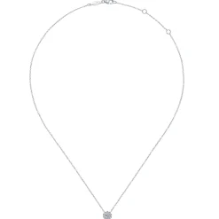 Sale Gabriel & Co. Floral - 14K White Gold Diamond Flower Pendant Necklace