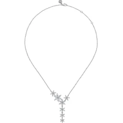 Clearance Gabriel & Co. Floral - 18K White Gold Diamond Floral Y Knots Necklace