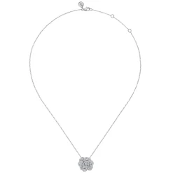 Hot Gabriel & Co. Floral - 14K White Gold Diamond Floral Station Necklace