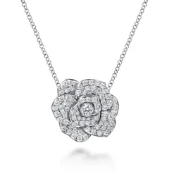 Hot Gabriel & Co. Floral - 14K White Gold Diamond Floral Station Necklace