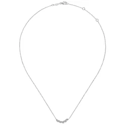Sale Gabriel & Co. Floral - 14K White Gold Diamond Leaf Curved Bar Necklace