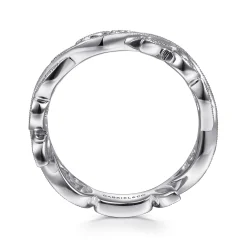 Gabriel & Co. Floral - 14K White Gold Diamond Stackable Ring