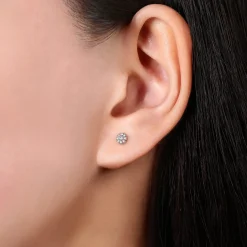 Hot Gabriel & Co. Floral - 14K White Gold Floral Diamond Stud Earrings