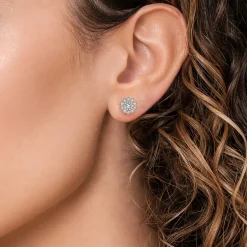 Online Gabriel & Co. Floral - 14K White Gold Flower Diamond Stud Earrings