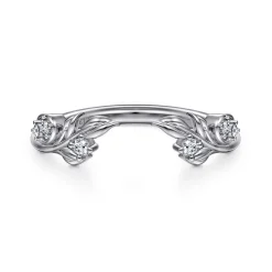 Sale Gabriel & Co. Floral 14K White Gold Prong Setting Diamond Open Anniversary Band - 0.09 ct
