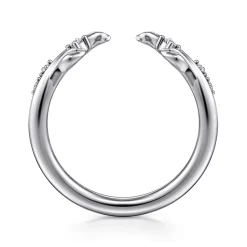 Sale Gabriel & Co. Floral 14K White Gold Prong Setting Diamond Open Anniversary Band - 0.09 ct