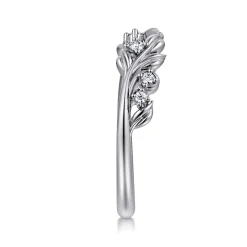 Sale Gabriel & Co. Floral 14K White Gold Prong Setting Diamond Open Anniversary Band - 0.09 ct