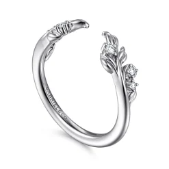 Sale Gabriel & Co. Floral 14K White Gold Prong Setting Diamond Open Anniversary Band - 0.09 ct