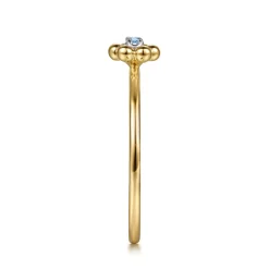 Clearance Gabriel & Co. Floral - 14K White Yellow Gold Bujukan and Blue Topaz Flower Stackable Ring