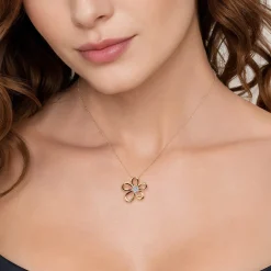 Gabriel & Co. Floral - 14K White Yellow Gold Diamond Floral Pendant Necklace