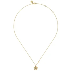 New Gabriel & Co. Floral - 14K Yellow Gold Blue Topaz Floral Drop Necklace