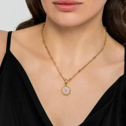 Discount Gabriel & Co. Floral - 14K Yellow Gold Bujukan Diamond and Pink Mother of Pearl Medallion Pendant in size 18mm With Detachable Bail